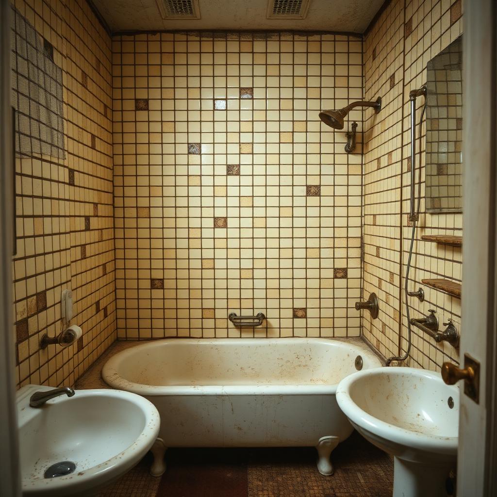 Altes Bad mit kleinen 90er-Fliesen