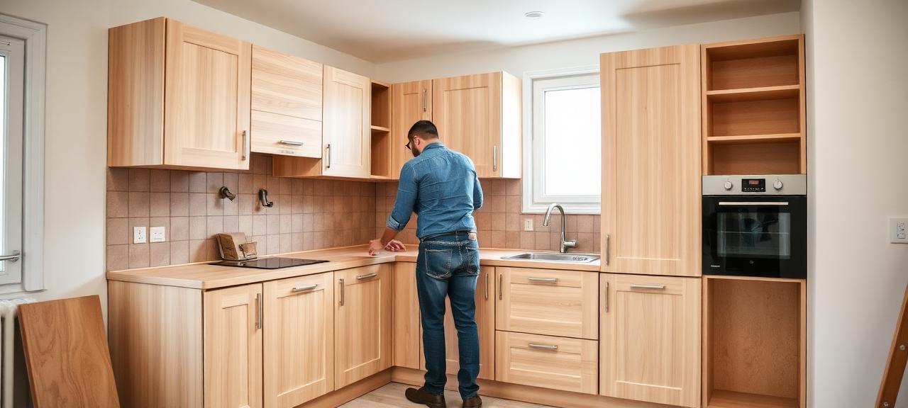 Küchenmontage in einer deutschen Wohnung