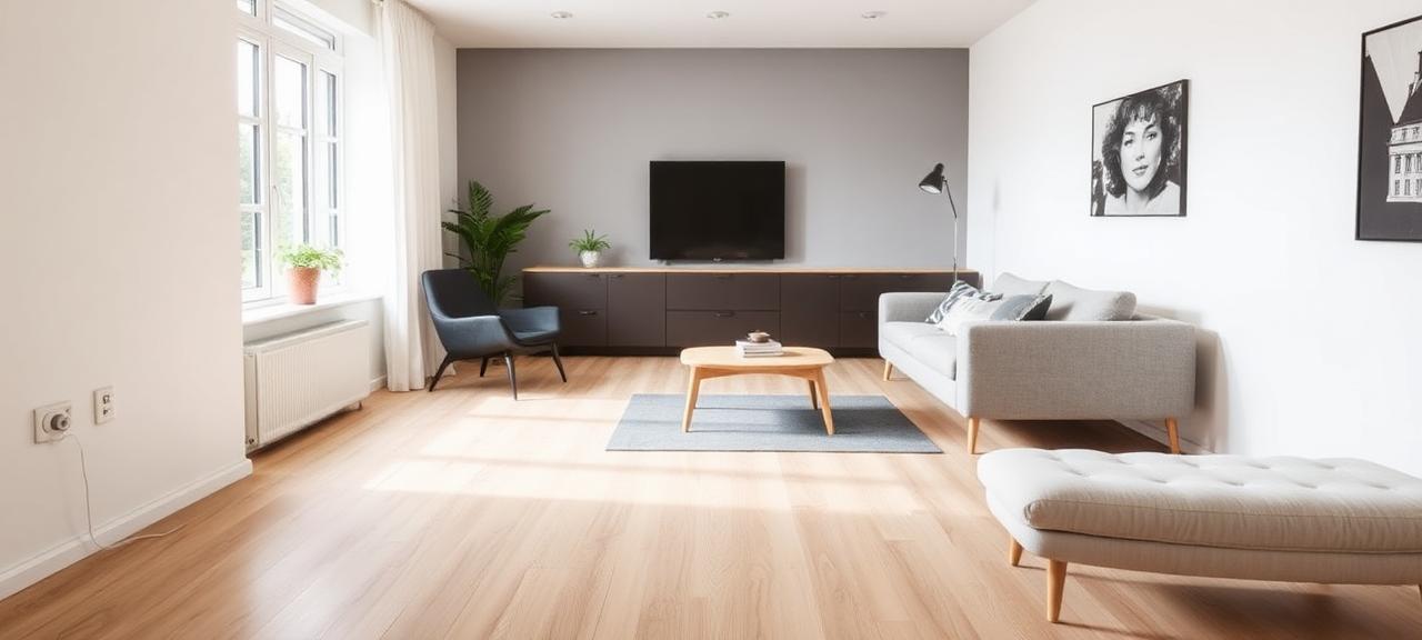 Modernes Wohnzimmer mit neuem Eiche-Vinylboden