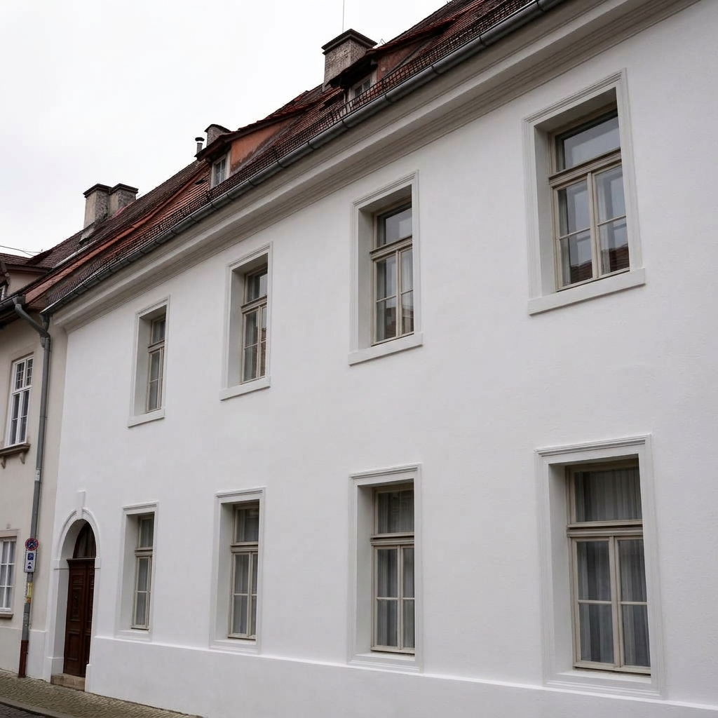 Frisch gestrichene saubere Hausfassade