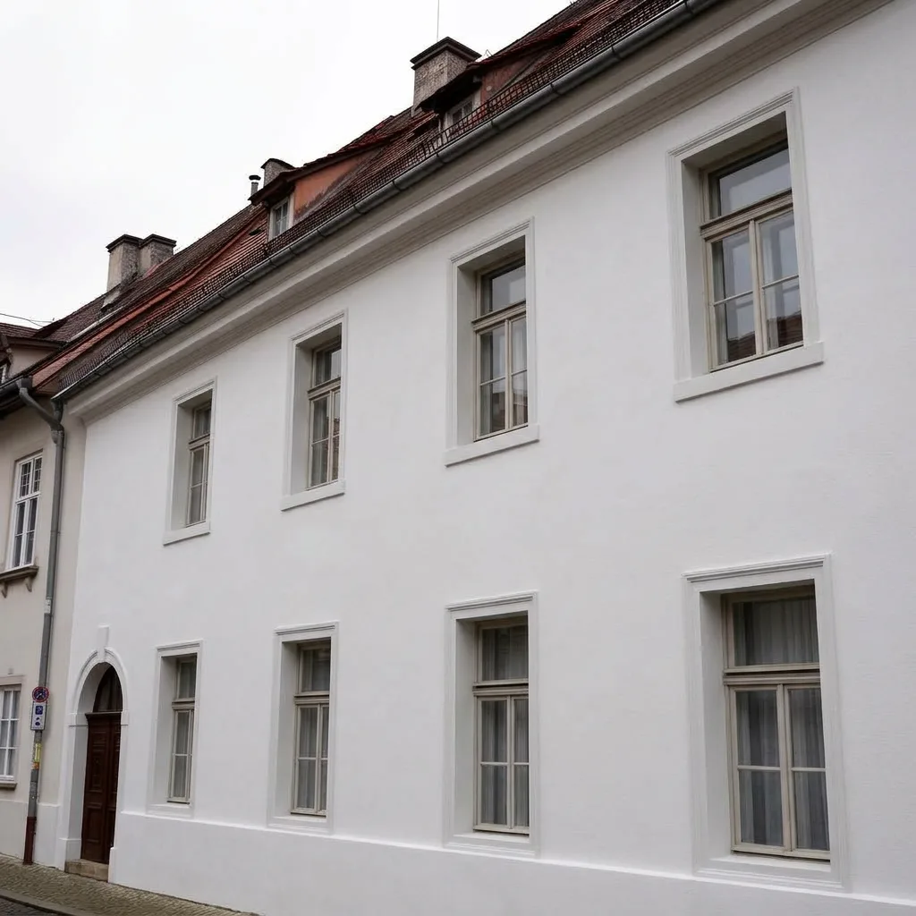 Frisch gestrichene saubere Hausfassade – KI-generiert, kein reales Kundenprojekt