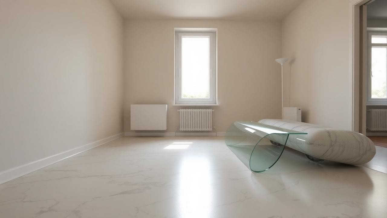 Schiefer Boden mit sichtbarem Gefälle in einer Wohnung