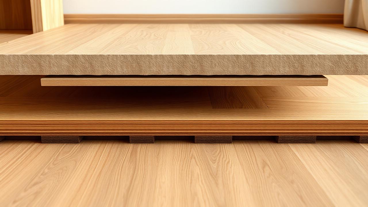Bodenaufbau mit Trittschalldämmung zwischen Estrich und Laminat