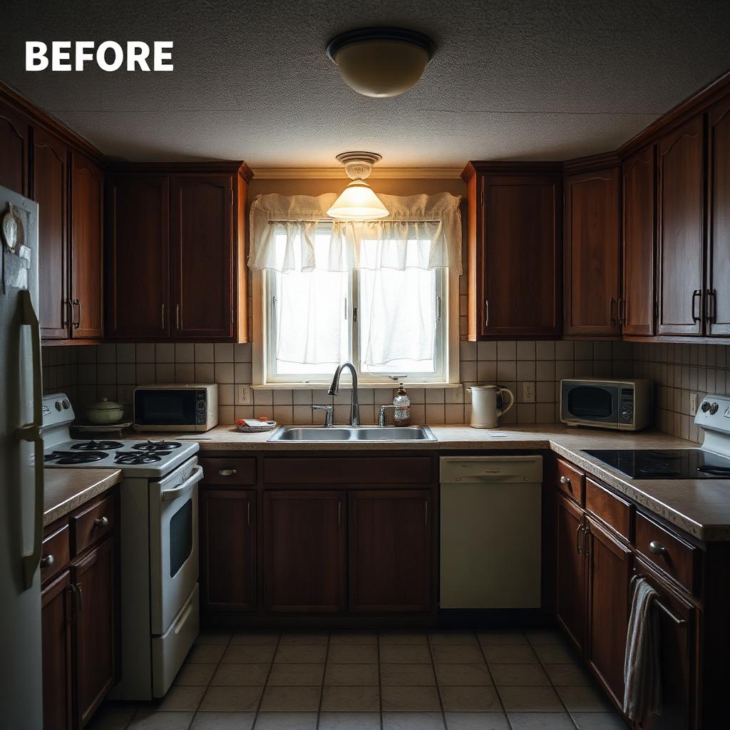 Alte dunkle veraltete Küche