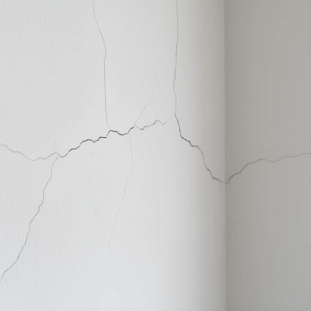 Nahaufnahme von Rissen in einer Putzwand