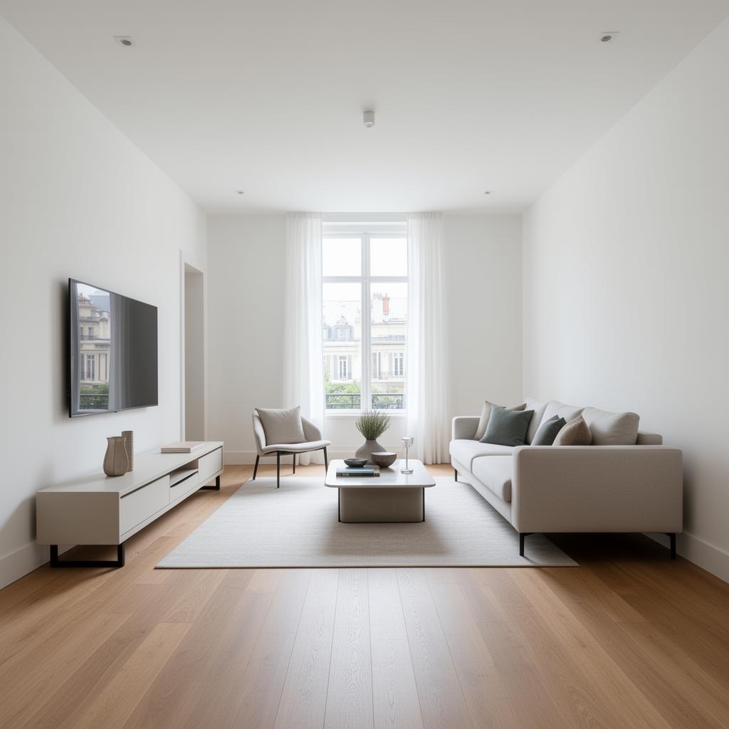 Modernes Wohnzimmer mit perfekt glatten Wänden