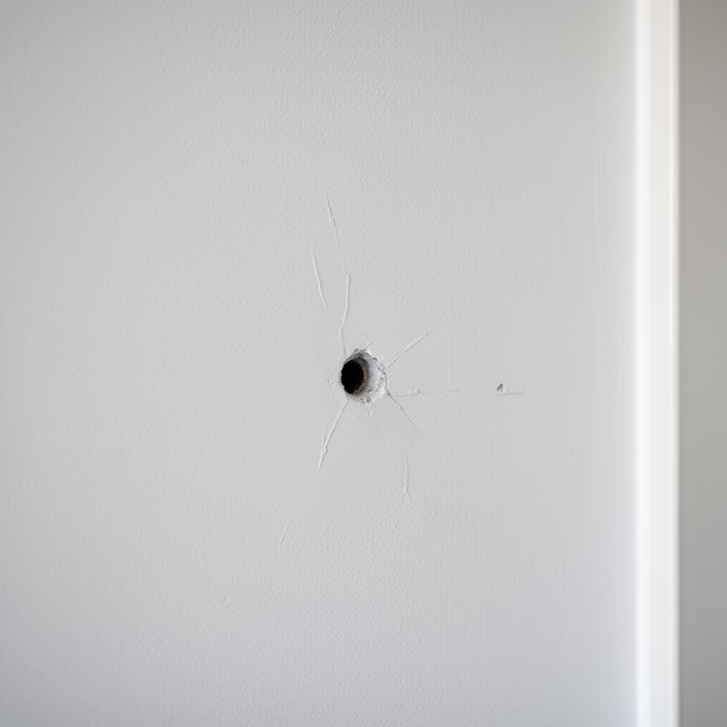 Wand mit Bohrloch und Kratzern