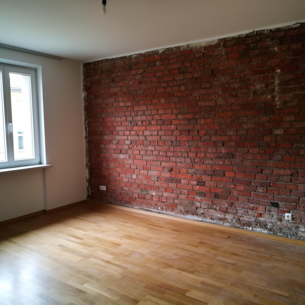 Rohe Ziegelwand vor dem Spachteln